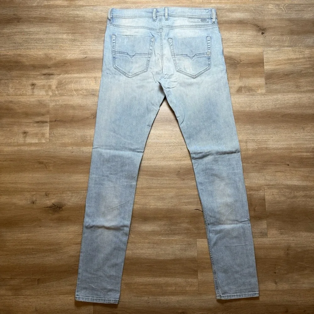 Diesel Tepphar Slim-Carrot Jeans Mens 31x32 Light Blue Stretch Distressed 0849E